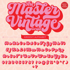Abstract the master vintage script Retro Font template - obrazy, fototapety, plakaty