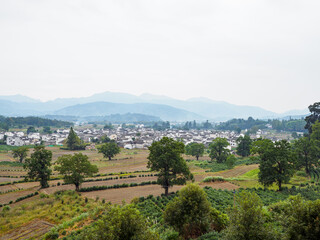 view of lu village in huangshan china