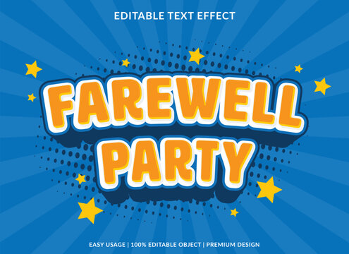 farewell party editable text effect template abstract background use for business logo and brand