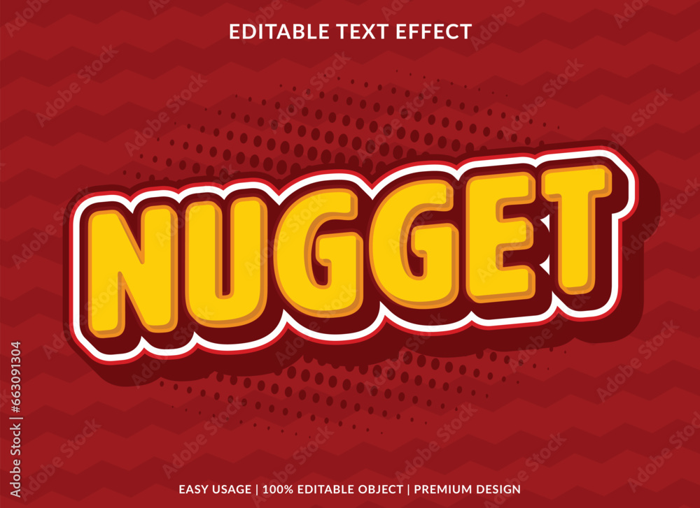 Poster nugget editable text effect template with abstract background use for business logo and brand