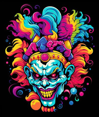 Halloween T-Shirt Art Illustration of a scary clown