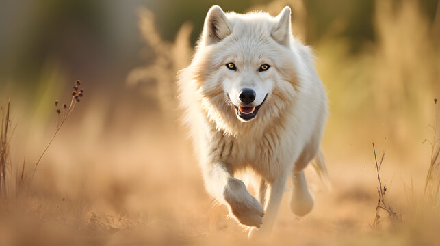 Landscape of a white wolf