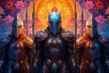 Noble knights clad in shining armor - Generative AI
