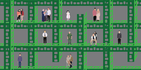 people and construction vector shape for background design.