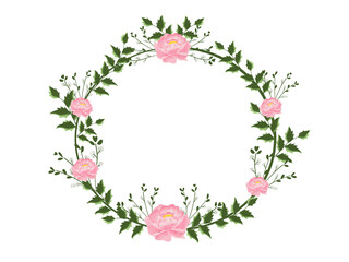 flower frame wreath ring green watercolor illustration transparent