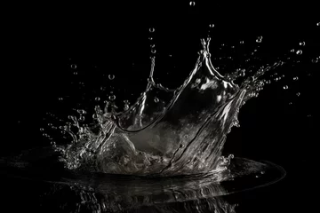 Foto op Plexiglas A beautiful water splash on a black background. Generative AI © Azeneth