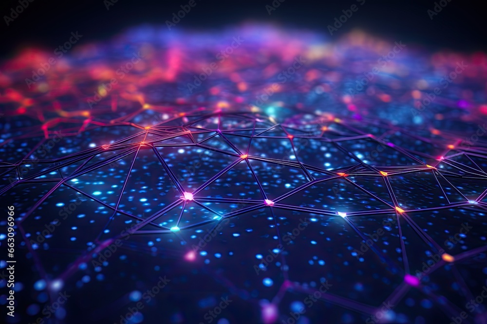 Poster 3d rendering of abstract technology digital background with connecting dots and lines, cyber big dat