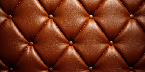 Fototapeta premium Texture of luxurious brown leather like that of a Chesterfield couch.