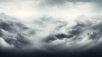 Deurstickers white panoramic view with haze background © Hamsyfr