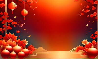 Chinese new year banner. Gradient chinese new year template. Red chinese new year lantern background.
