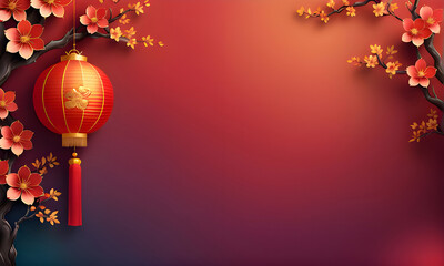 Chinese new year banner. Gradient chinese new year template. Red chinese new year lantern background.
