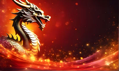  Chinese New Year, the year of the dragon. background design with a Chinese zodiac dragon. © Salalin