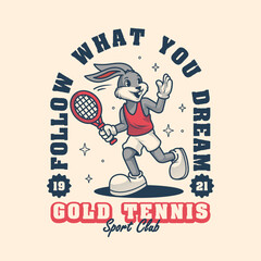 Bunny Tennis Logo Retro and Vintage