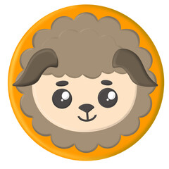 Cut cartoon sheep,illustration that appeals to a wide audience, particularly for children's content, art projects, and creative designs.