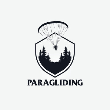 Paraglider with paramotor silhouette vector image.Paramotor Logo Vector
