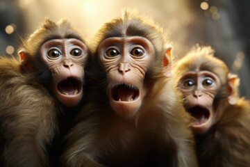 Funny monkeys - obrazy, fototapety, plakaty