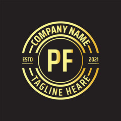 Fototapeta premium Professional simple Letter PF Circle Luxury Gold Color Vector Logo Template