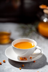 sea ​​buckthorn tea, bright vitamin drink, immune support, seasonal berry