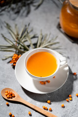 sea ​​buckthorn tea, bright vitamin drink, immune support, seasonal berry