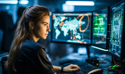 portrait of Command and Control Center Officer, Manage the operation of communications, detection, and weapons systems essential for controlling air, ground, and naval operations.