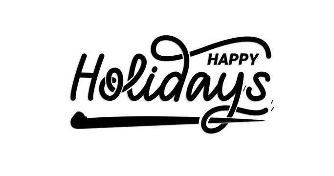 Happy Holidays text animation with alpha channel. Beautiful Handwritten calligraphy in 5 clips of different colors. Great for holiday greetings. Transparent background, easy to put into any video.