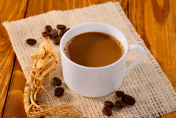 Ginseng coffee is a beverage prepared from coffee and ginseng root, Ginseng coffee offers health...