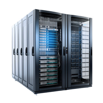 server rack with servers isolated