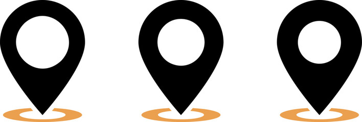Set of location pin icons as place position