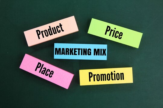 colored paper with marketing mix ie product, price, place, and promotion. marketing methods or what is necessary in marketing. PPPP process 