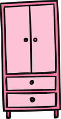 cute pink cabinet isolated on transparent background