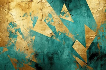 Abstract turquoise gold shapes background	