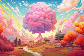 Colorful pastel candy landscape