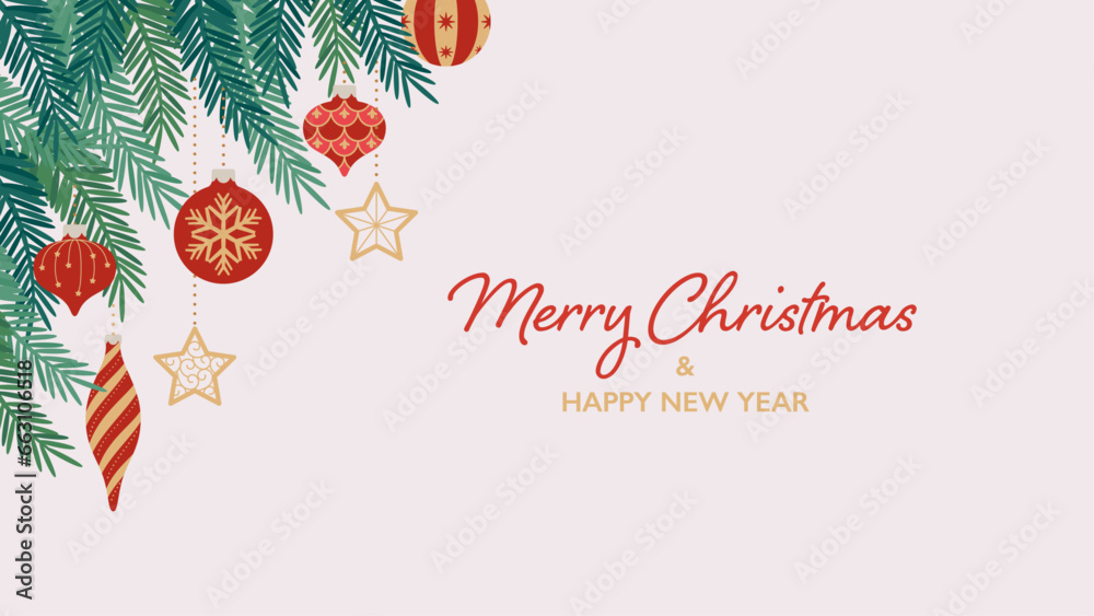 Canvas Prints title background material designed with christmas tree and ornaments