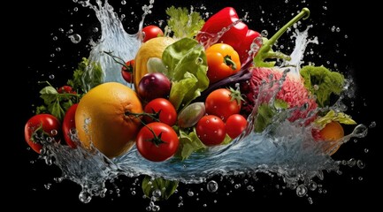 Fruits and Water Exploding