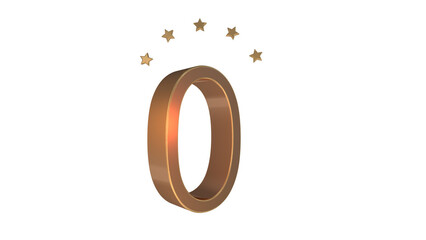 gold 3d number 0 on round shape 