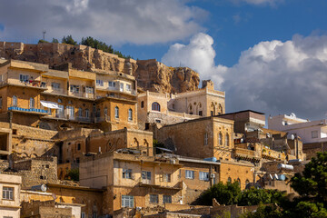 Ancient and stone houses of Old Mardin (Eski Mardin) with Mardin Castle, Located South Eastern of...