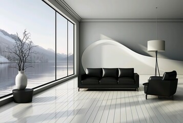 Simpan interior room with black and white colors 