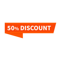 50 Discount In Orange Rectangle Ribbon Shape For Sale Advertisement Business
