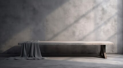 Empty table top with large concrete wall in loft style 