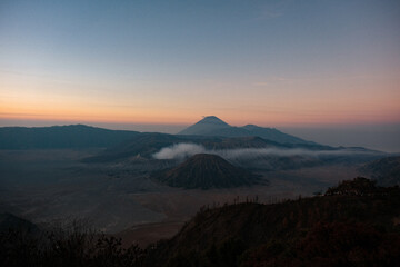 Bromo's Morning Tapestry: Embracing the Blue-Hued Mountains