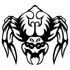 Spider Mascot vector black and white design template vector illustration