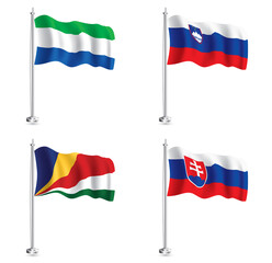 Seychelles, Slovakian, Slovenian and Sierra Leone flags set.