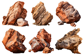 desert rocks formation set isolated on transparent background - landscape design elements PNG cutout collection