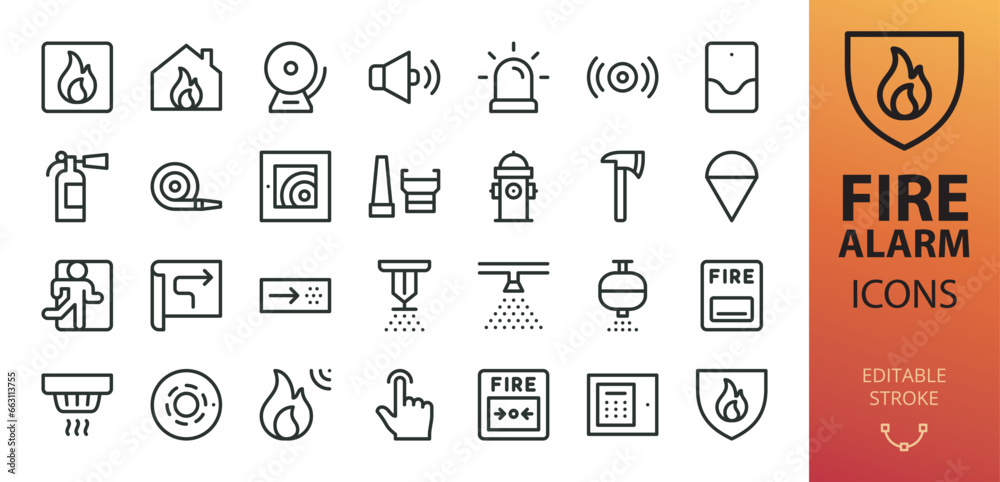 Canvas Prints fire alarm systems isolated icons set. set of heat detector, smoke sensor, sprinkler, powder extingu