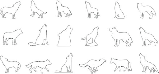 Minimalist wolf line art vector illustration. Great for tattoos, designs, prints, logos, icons, avatars, mascots, and symbols. © Arafat