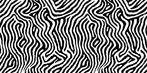 Foto op Canvas Abstract black and white line doodle seamless pattern. Creative organic style drawing background, trendy design with basic shapes. Simple hand drawn wallpaper print texture. © Dedraw Studio