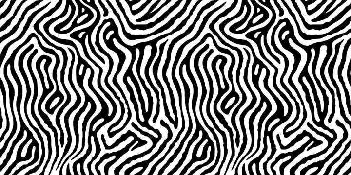 Abstract black and white line doodle seamless pattern. Creative organic style drawing background, trendy design with basic shapes. Simple hand drawn wallpaper print texture.