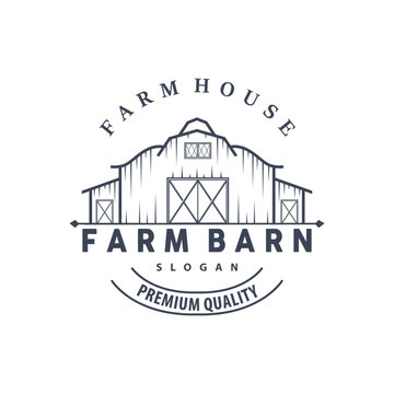 Agriculture Farm Barn Logo, Simple Retro Style Vintage Building Templet Illustration Design