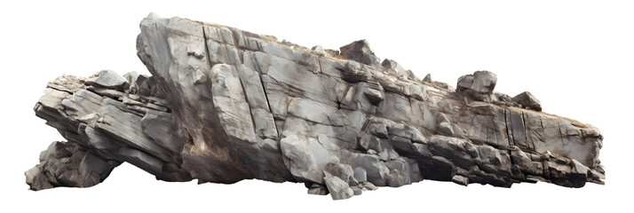 natural grey rock formation isolated on transparent background - landscape design elements PNG cutout - obrazy, fototapety, plakaty