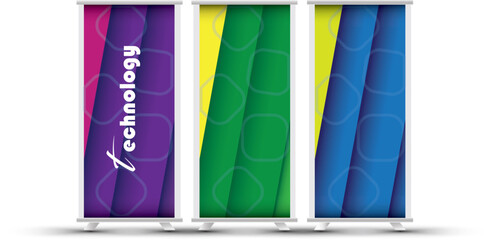 Business roll-up set. standee design. banner template.abstract, purple, green, blue, vector, flyer, presentation, leaflet, j-flag, x-stand, exhibition display, social networks